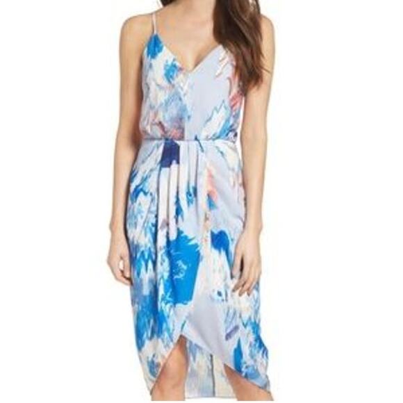 Chelsea28 Dresses & Skirts - Chelsea28 Wrap Watercolor Artsy Art to Wear Spaghetti Strap Dress Women's SZ 14